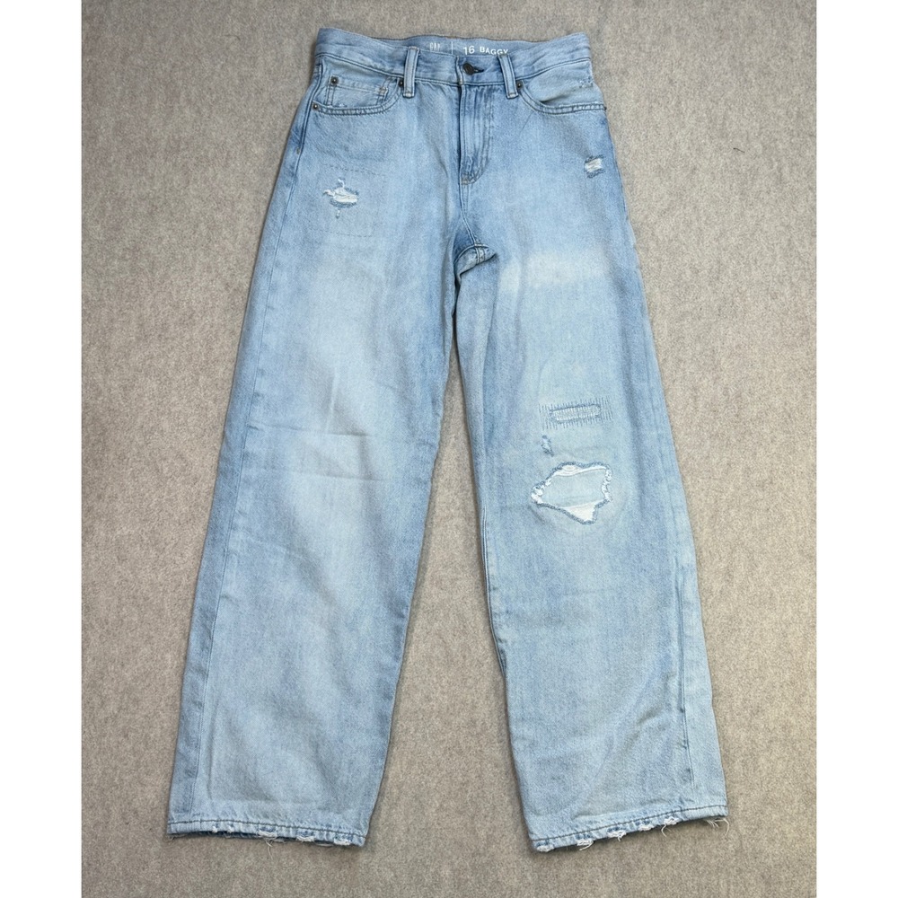 Gap Jeans Kids 16 Baggy Light Blue Y2K Skater Grunge School Adjustable Waist